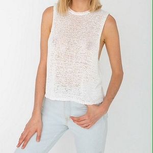 American Apparel White Camille Crew Tank M/L